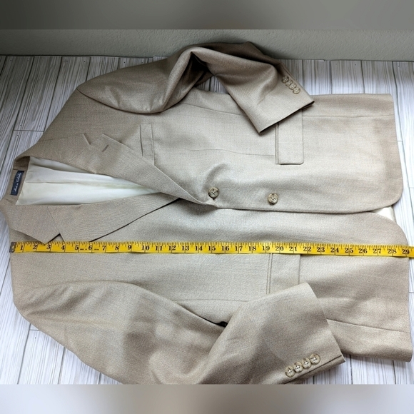 Oscar de la Renta Tailored Fit Wool Blazer in Sand Dune Size 10 / 12 - Picture 11 of 15